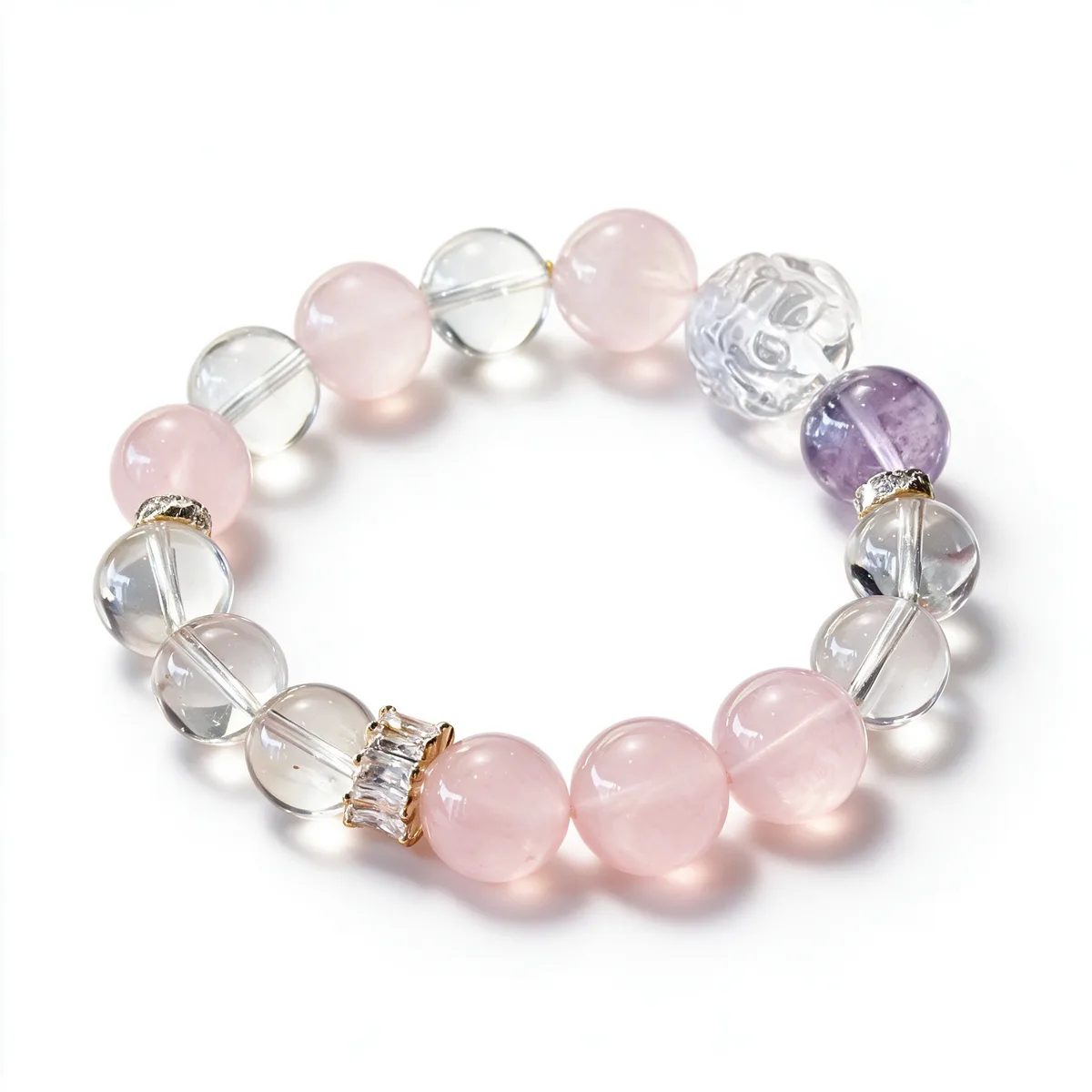 Clear Quartz Rose Quartz Bracelet 12mm
