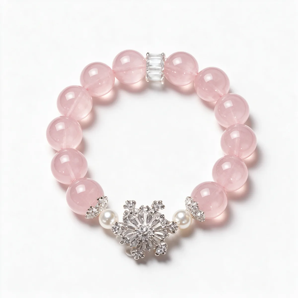 Rose Quartz Rotating Snowflake Bracelet
