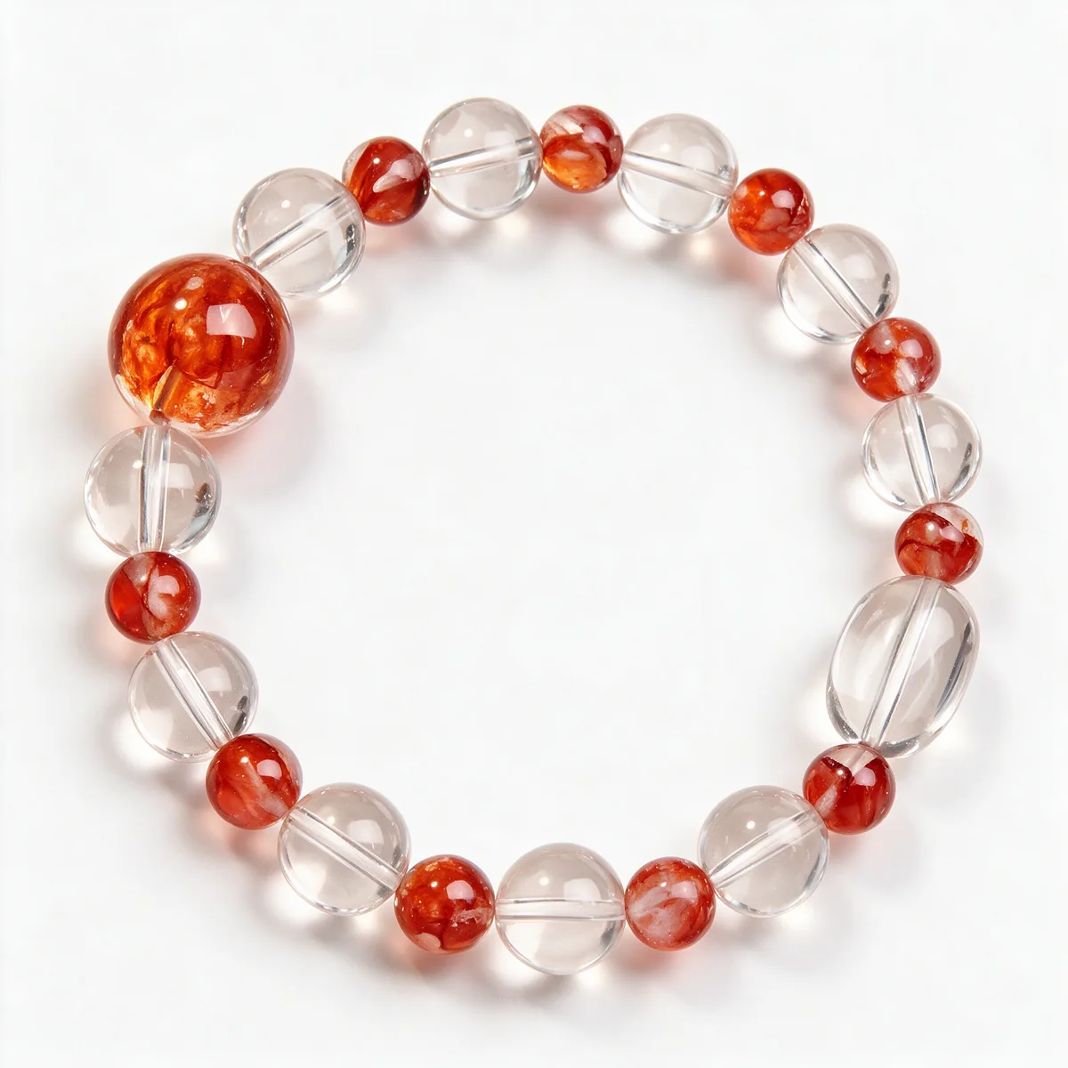 Aged in Time — Red Fire Agate & Clear Quartz Bracelet