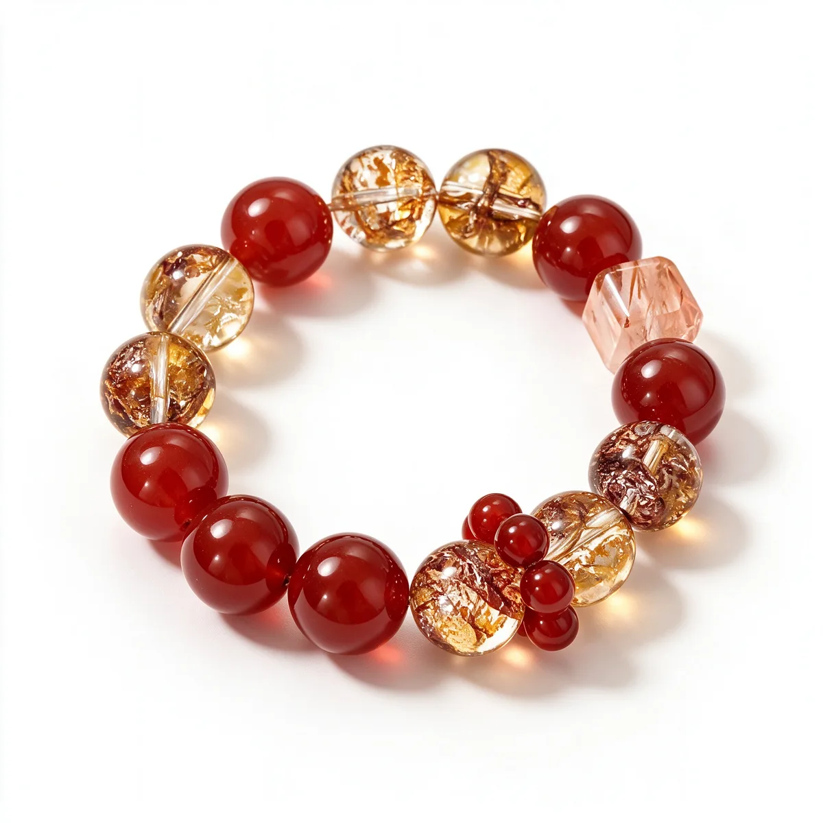 Blazing Flame Red Agate Bracelet 10mm