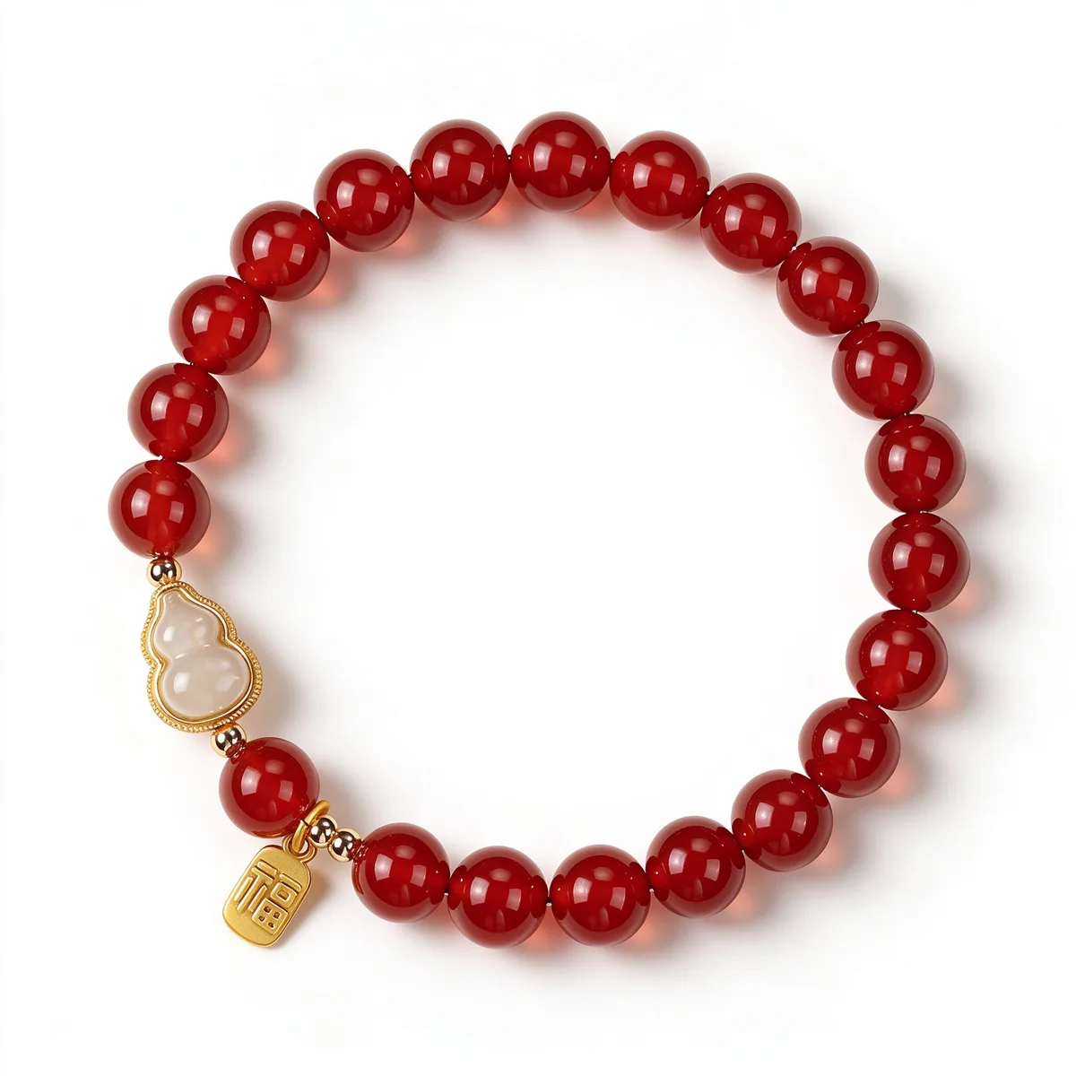 Red Agate Gourd Bracelet 8mm