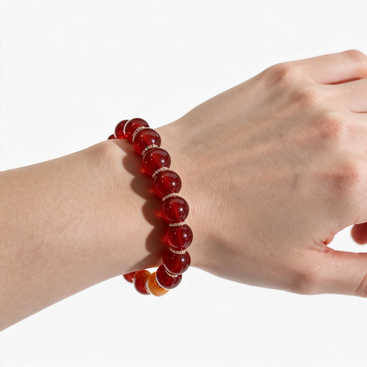 Sunset Glow Red Agate Bracelet 12mm