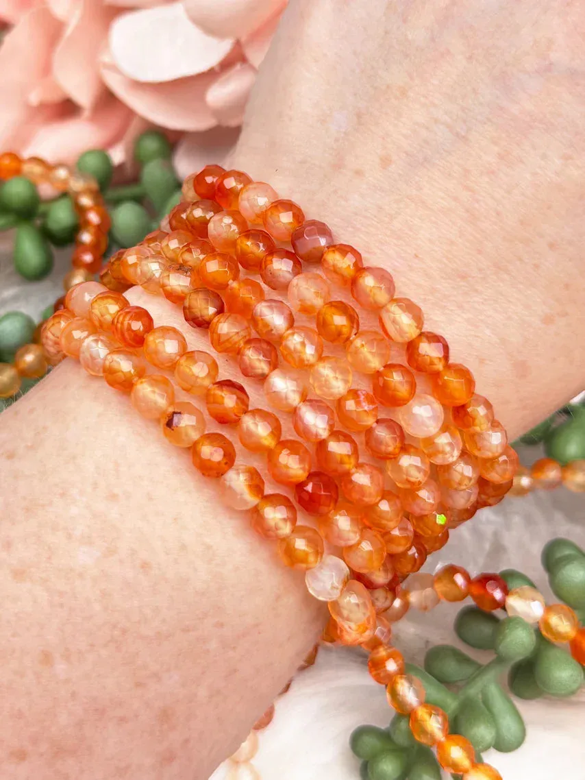 Sacral Chakra Faceted Carnelian Bracelet 10mm