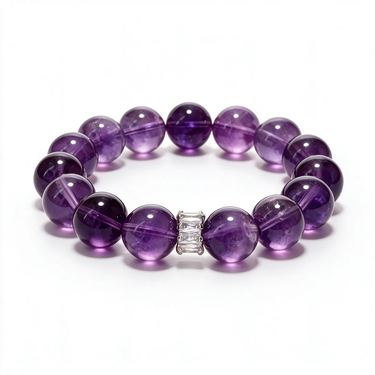 Amethyst Diamond Circle Bracelet 12mm