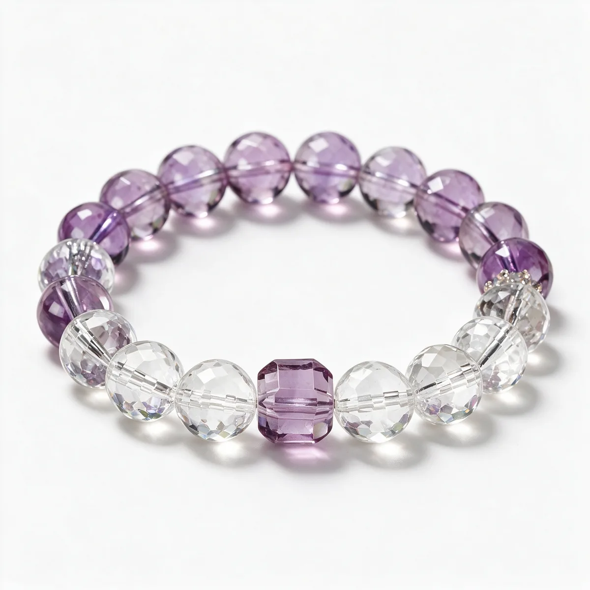 Faceted Clear Quartz Amethyst Bracelet