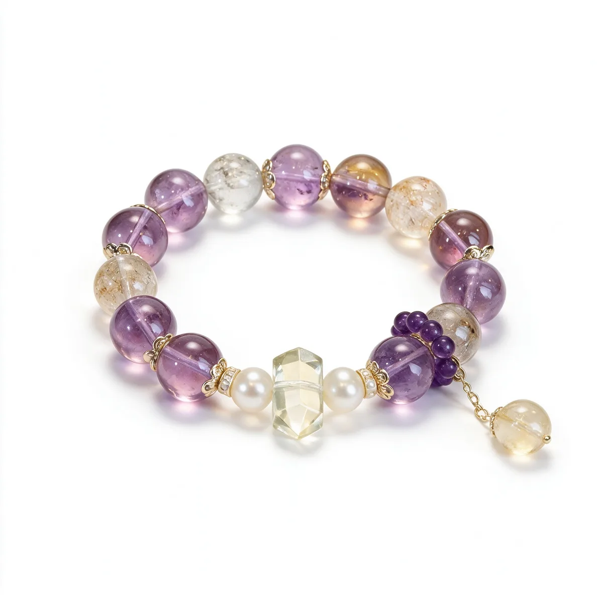 Amethyst Citrine Rutilated Quartz Mix Bracelet