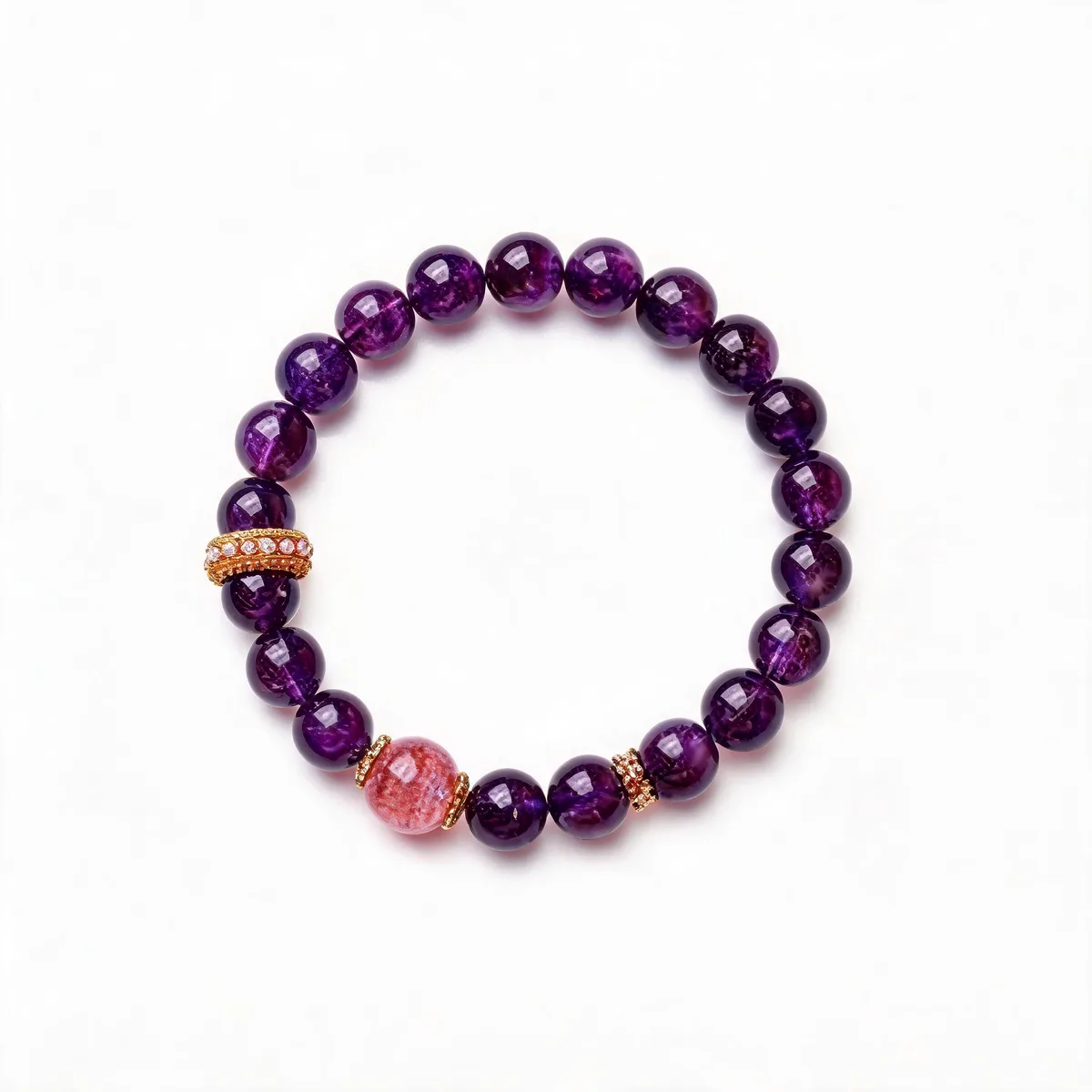 Amethyst Strawberry Quartz Bracelet 8mm
